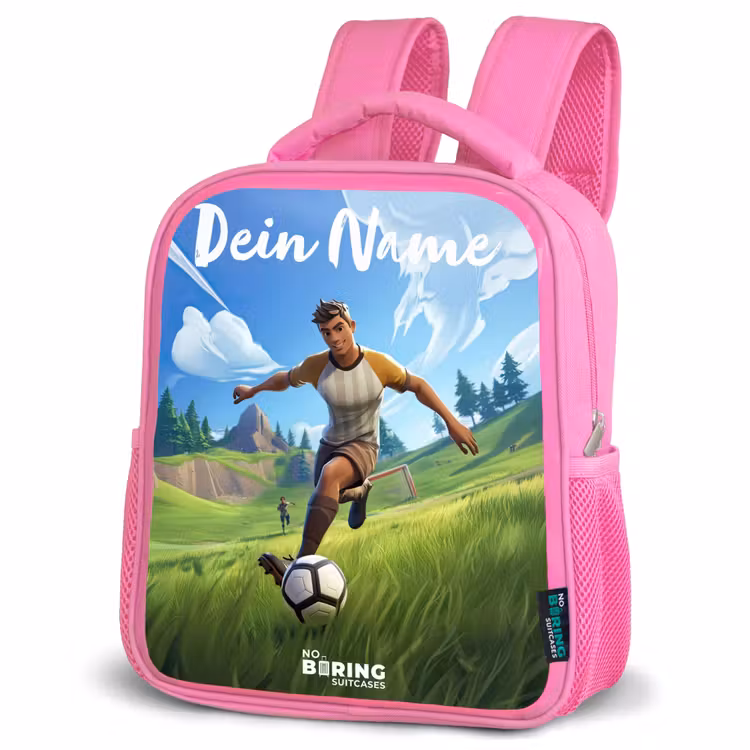 Kinderrucksack mit Namen - Rosa - Fußball - Junge - Tor - Fußballtrikot — 4