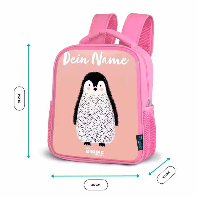 Kinderrucksack mit Namen - Rosa - Pinguin - Punkte - Rosa - Minimalistisch — 2