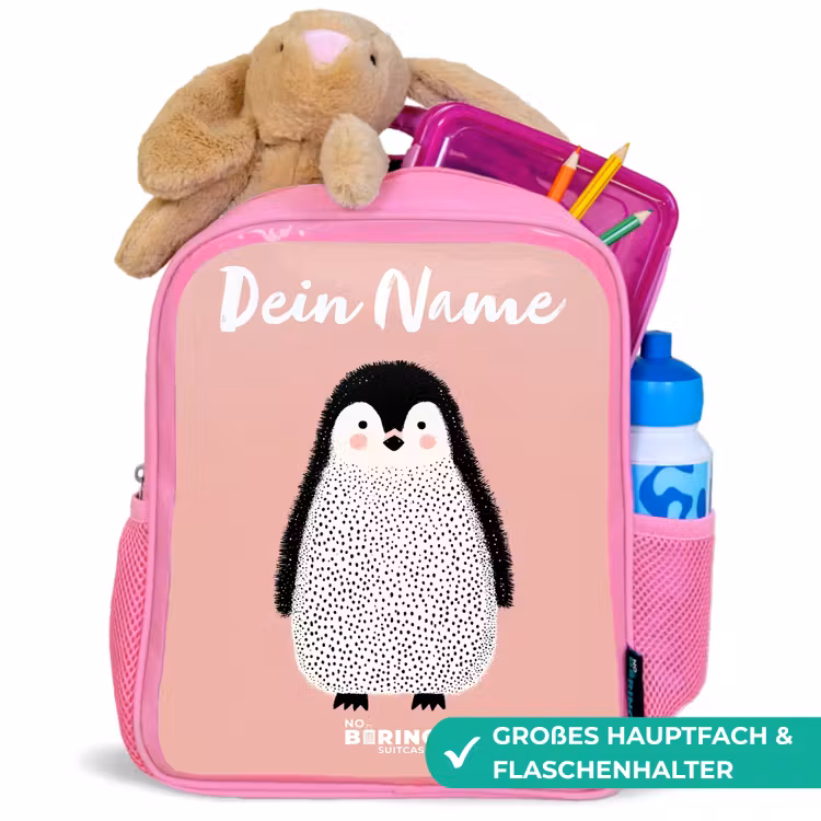 Kinderrucksack mit Namen - Rosa - Pinguin - Punkte - Rosa - Minimalistisch — 3
