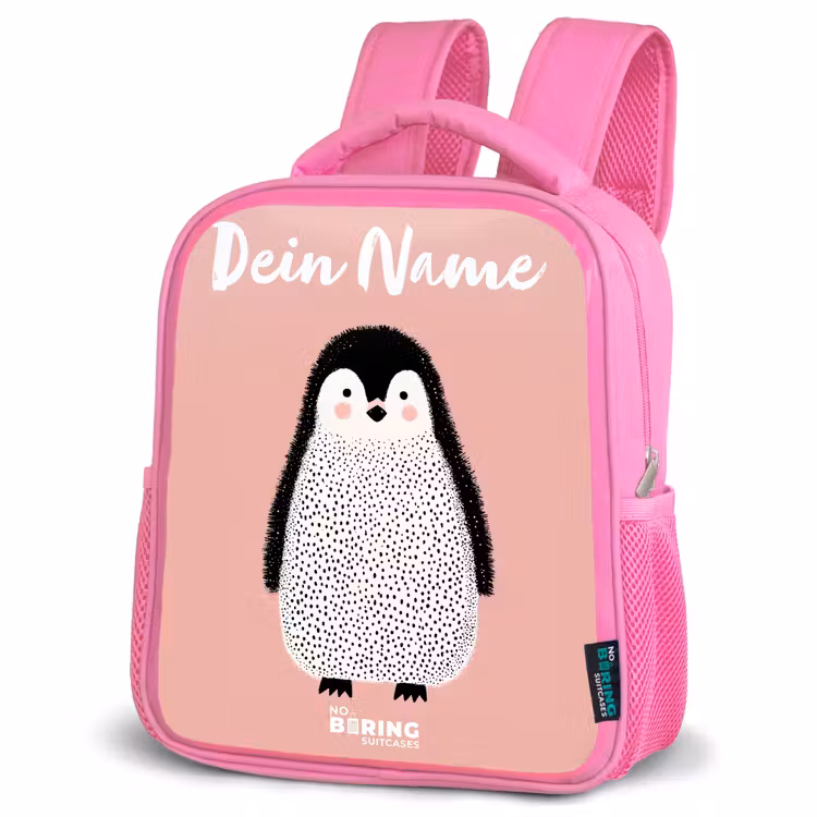 Kinderrucksack mit Namen - Rosa - Pinguin - Punkte - Rosa - Minimalistisch — 4