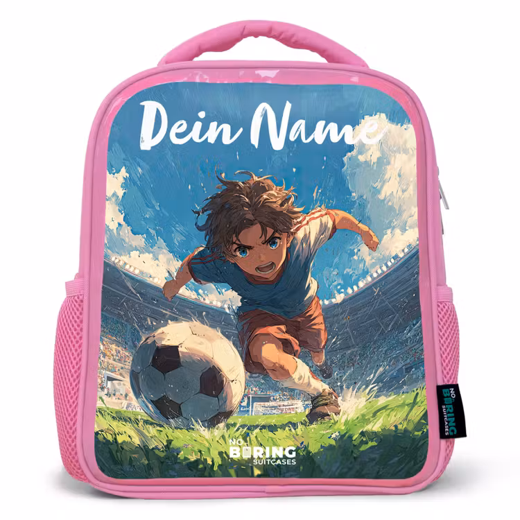 Kinderrucksack mit Namen - Rosa - Stadion - Fußball - Junge — 1