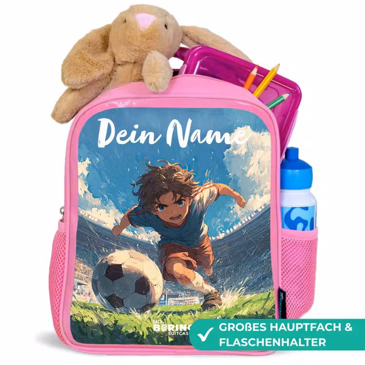 Kinderrucksack mit Namen - Rosa - Stadion - Fußball - Junge — 3