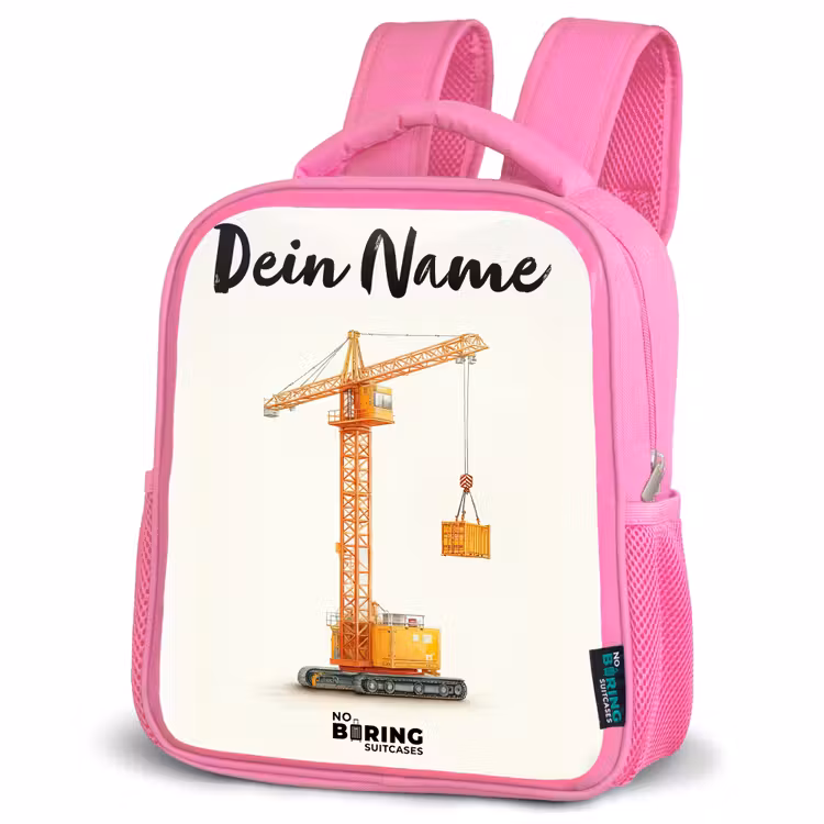 Kinderrucksack mit Namen - Rosa - Turmkran - Signiert - Orange — 4