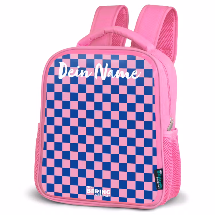 Kinderrucksack mit Namen - Rosa - Blöcke - Blau - Rosa — 4