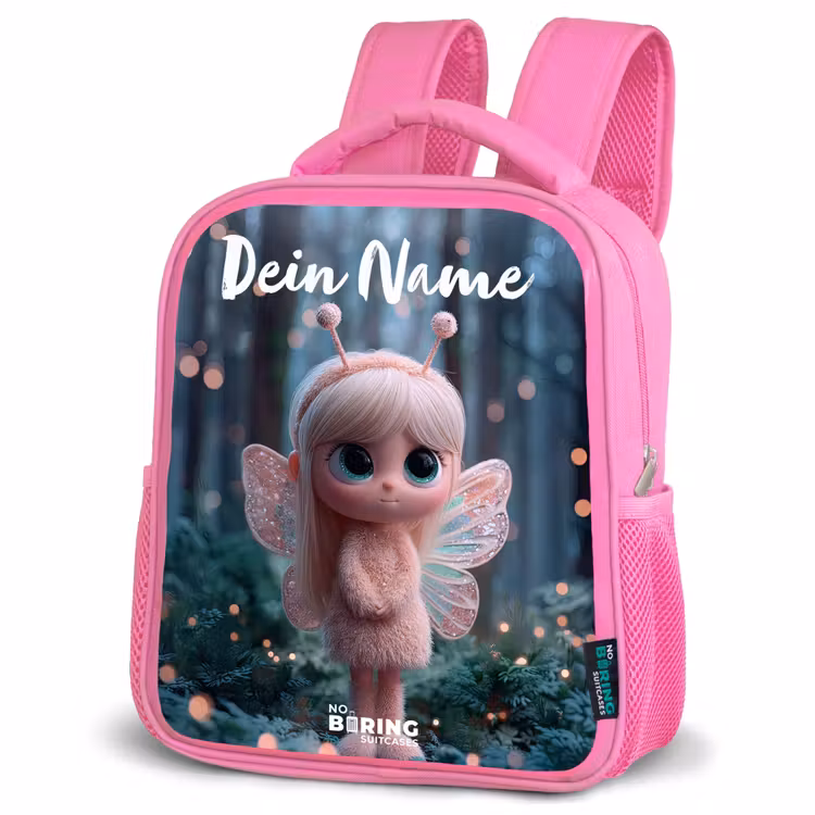 Kinderrucksack mit Namen - Rosa - Fee - Wald - Glitzer — 4