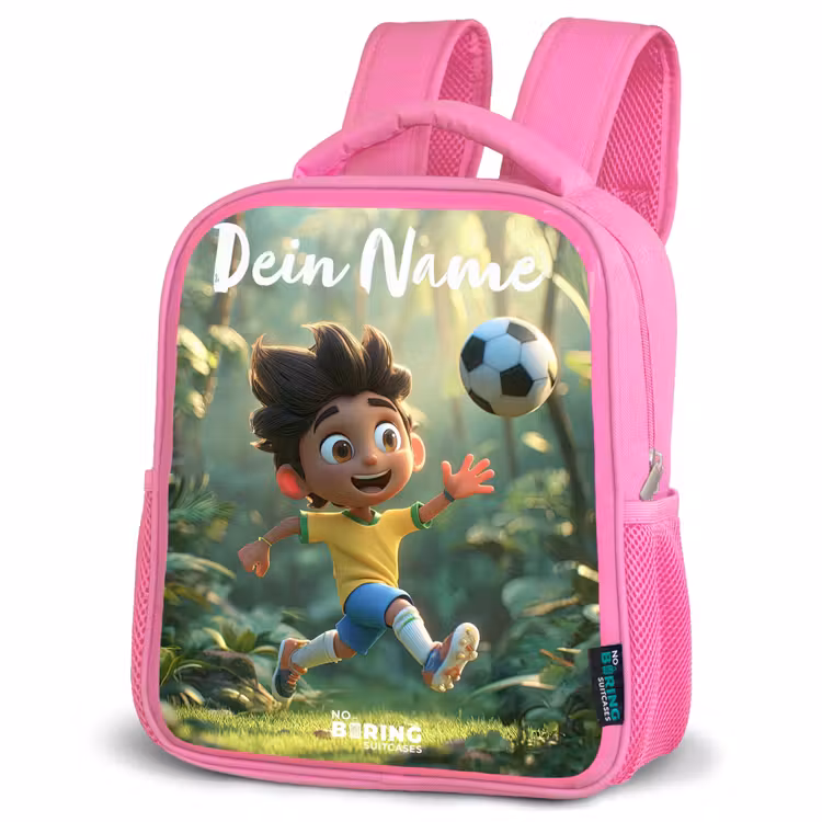 Kinderrucksack mit Namen - Rosa - Fußball - Junge - Wald — 4