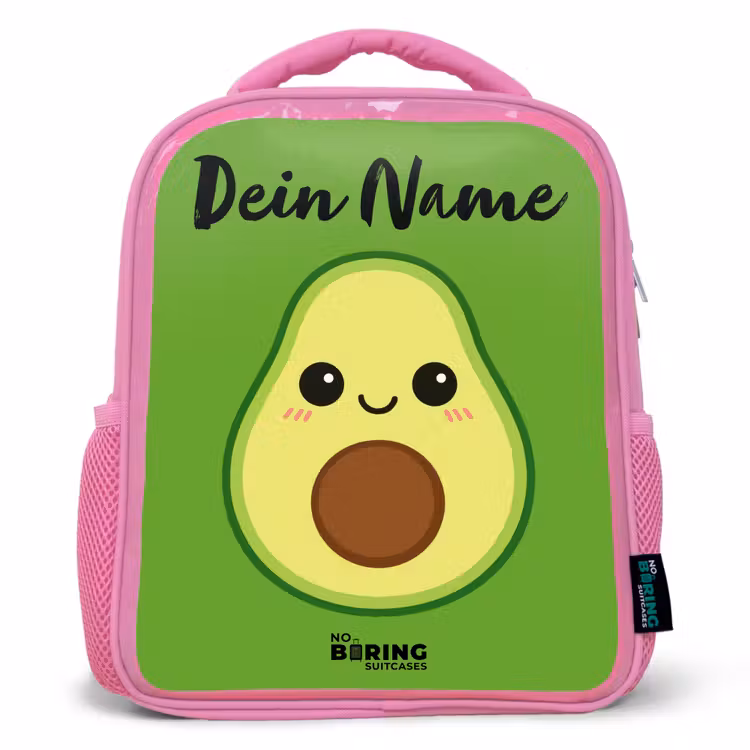 Kinderrucksack mit Namen - Rosa - Kawai - Avocado - Grün — 1