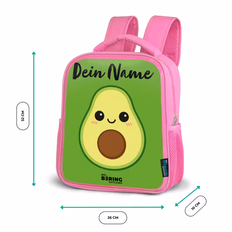Kinderrucksack mit Namen - Rosa - Kawai - Avocado - Grün — 2