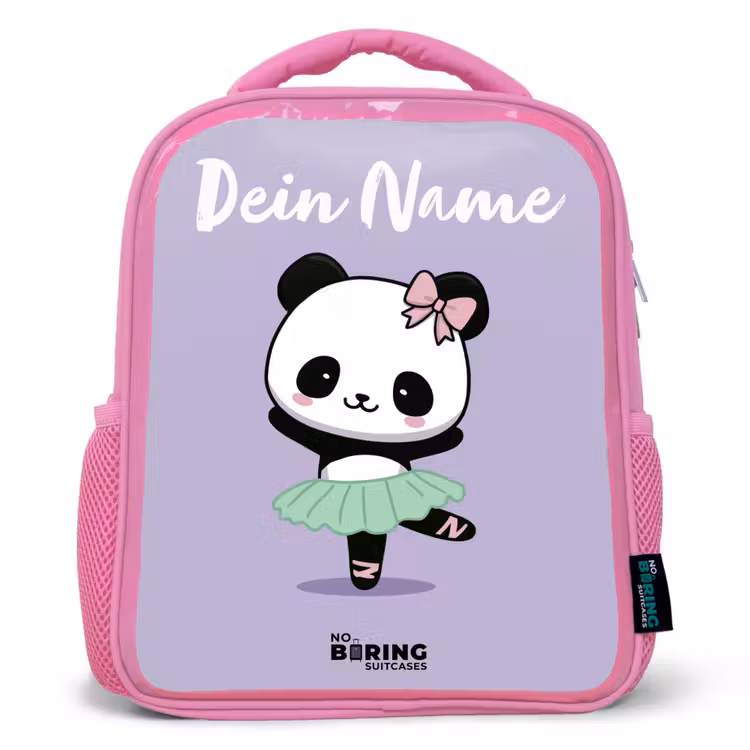 Kinderrucksack mit Namen - Rosa - Kawai - Ballett - Panda — 1
