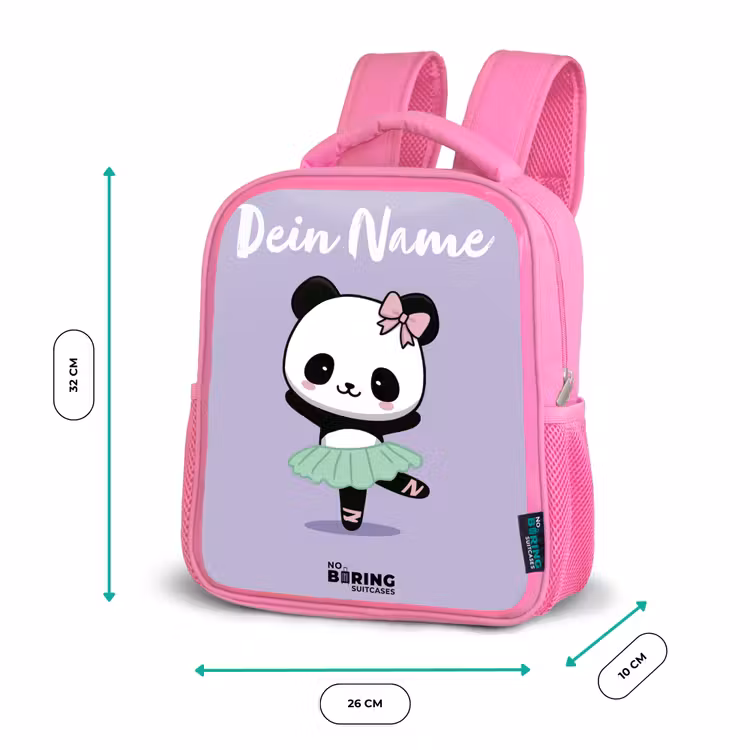 Kinderrucksack mit Namen - Rosa - Kawai - Ballett - Panda — 2