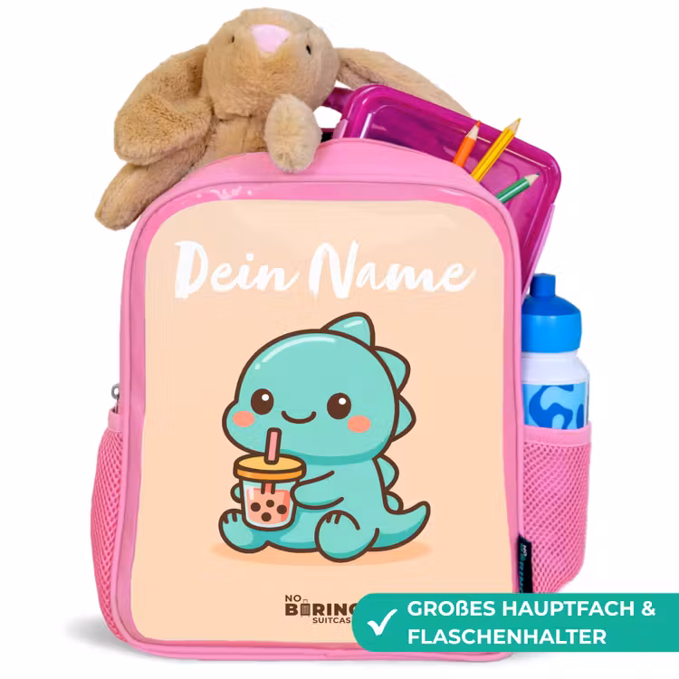 Kinderrucksack mit Namen - Rosa - Kawai - Dino - Bubbletea — 3