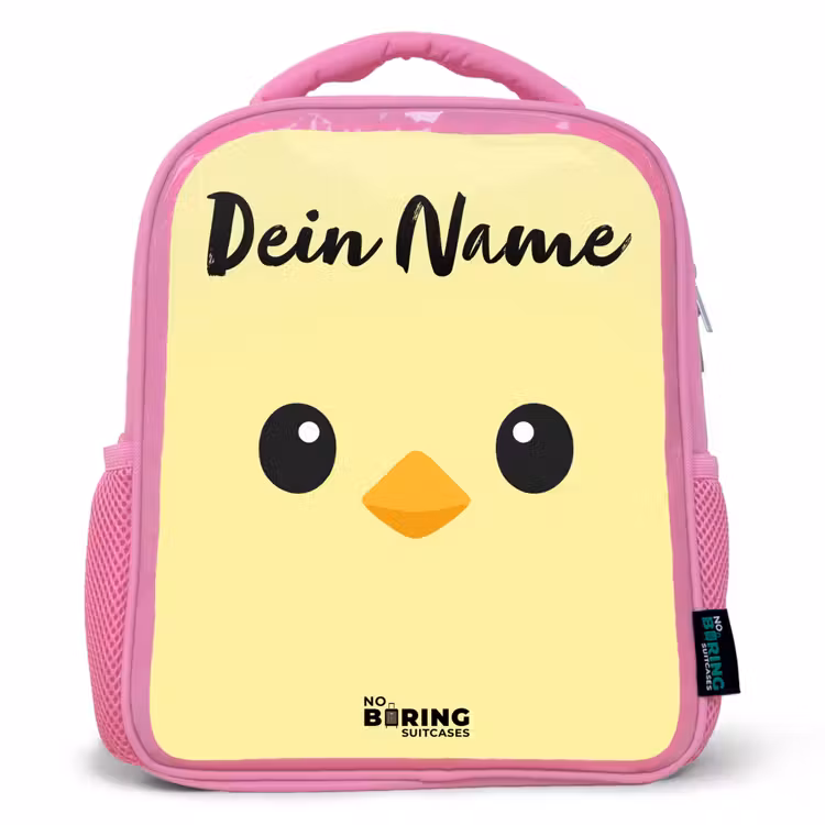 Kinderrucksack mit Namen - Rosa - Kawai - Küken - Gelb — 1
