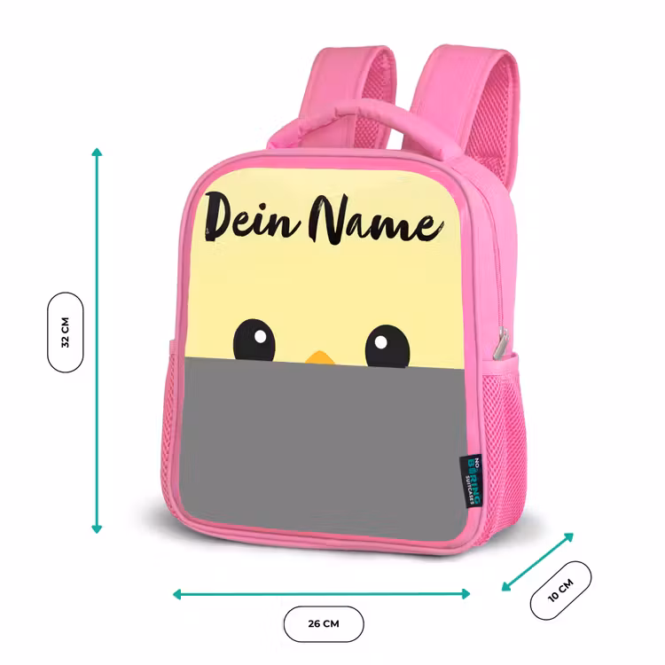 Kinderrucksack mit Namen - Rosa - Kawai - Küken - Gelb — 2
