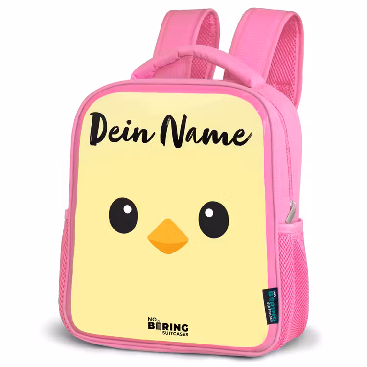 Kinderrucksack mit Namen - Rosa - Kawai - Küken - Gelb — 4
