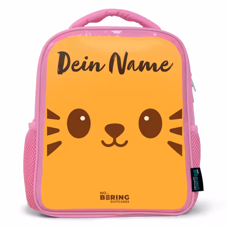 Kinderrucksack mit Namen - Rosa - Kawai - Tiger - Orange — 1