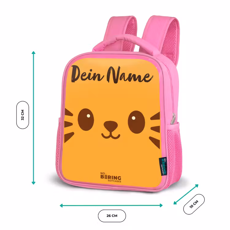 Kinderrucksack mit Namen - Rosa - Kawai - Tiger - Orange — 2
