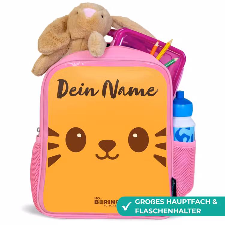 Kinderrucksack mit Namen - Rosa - Kawai - Tiger - Orange — 3