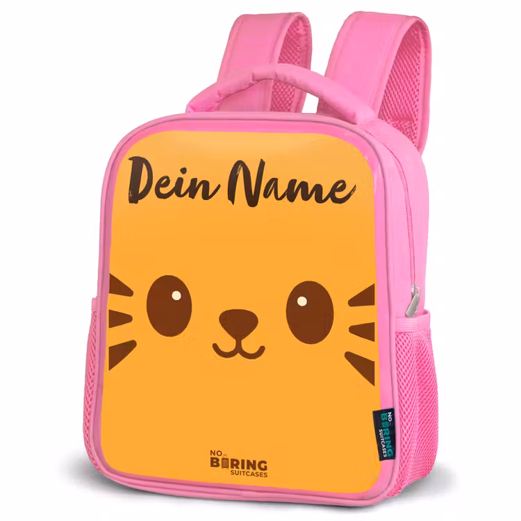 Kinderrucksack mit Namen - Rosa - Kawai - Tiger - Orange — 4
