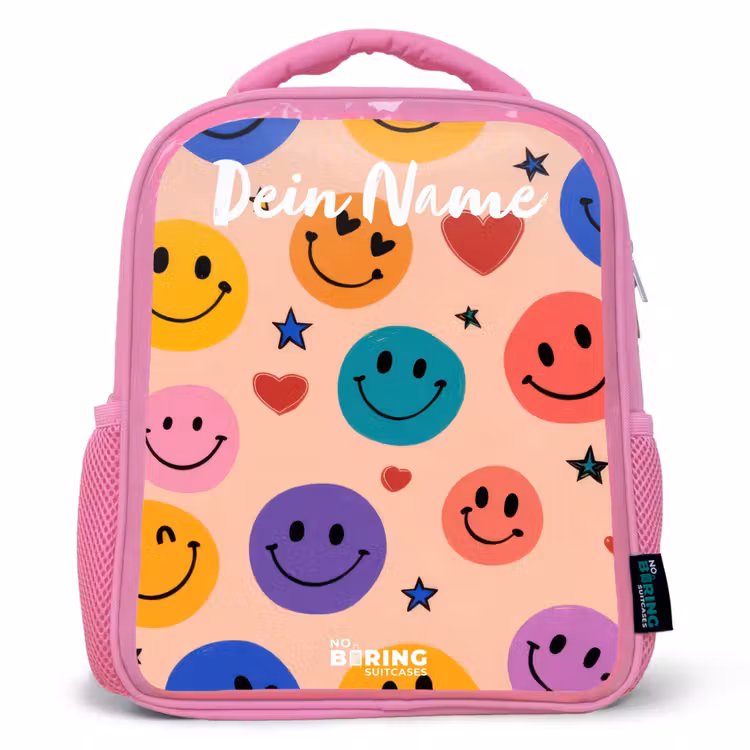 Rucksack Kind - Rosa - Fröhliches Smiley-Muster — 1