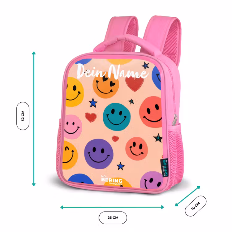 Rucksack Kind - Rosa - Fröhliches Smiley-Muster — 2