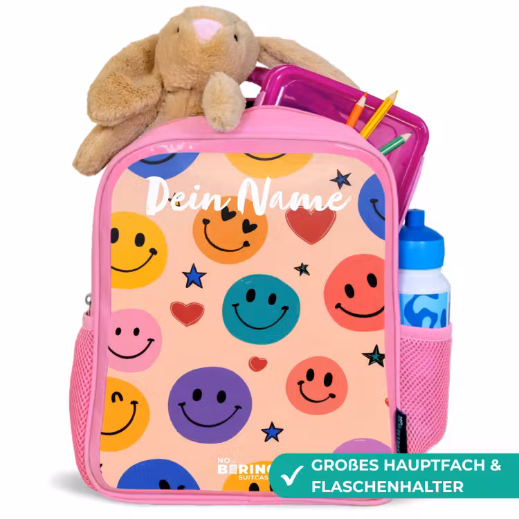Rucksack Kind - Rosa - Fröhliches Smiley-Muster — 3