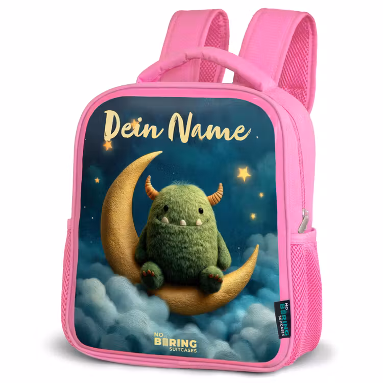 Rucksack Kind - Rosa - Grünes Ungeheuer auf Mondsichel — 4