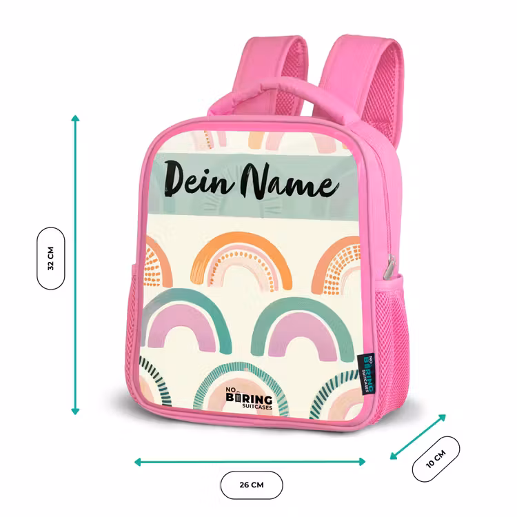 Rucksack Kind - Rosa - Regenbogen - Pastell - Muster — 2