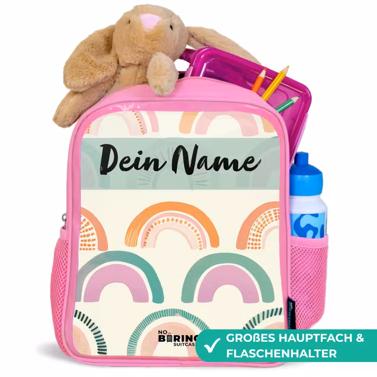 Rucksack Kind - Rosa - Regenbogen - Pastell - Muster — 3