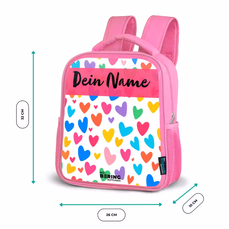 Rucksack Kind - Rosa - Herzen - Bunt - Muster — 2
