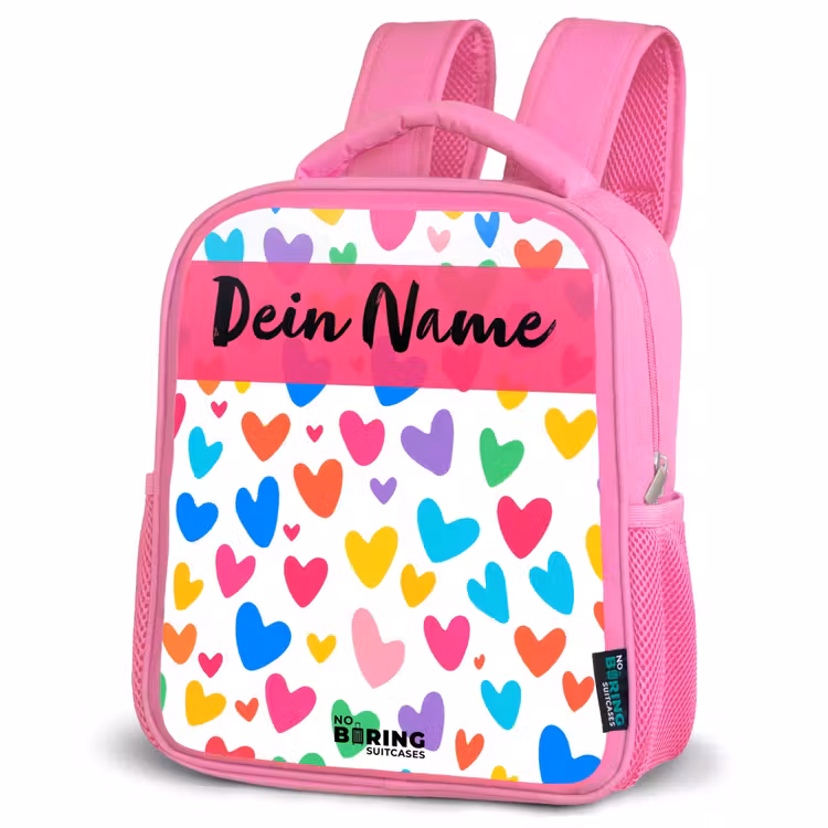 Rucksack Kind - Rosa - Herzen - Bunt - Muster — 4