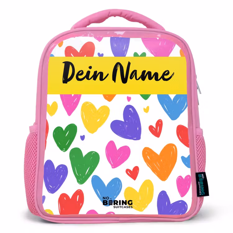 Rucksack Kind - Rosa - Herzen - Muster - Farbenfroh — 1