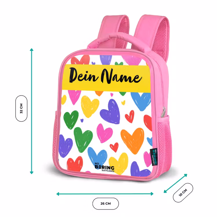 Rucksack Kind - Rosa - Herzen - Muster - Farbenfroh — 2