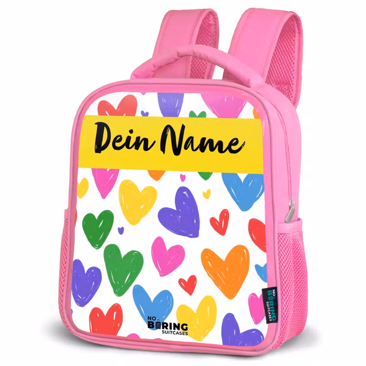 Rucksack Kind - Rosa - Herzen - Muster - Farbenfroh — 4