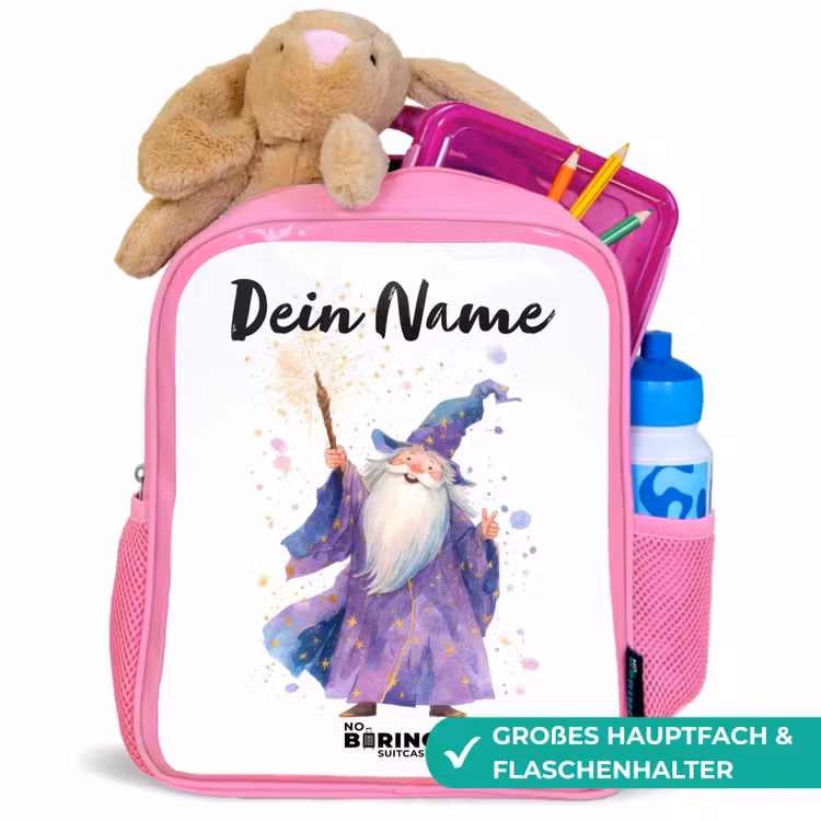 Rucksack Kind - Rosa - Alter Magier mit Stab — 3