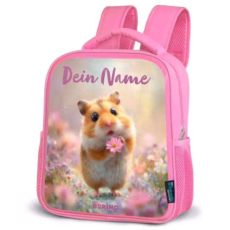 Rucksack Kind - Rosa - Hamster - Blume - Natur - Tier — 4