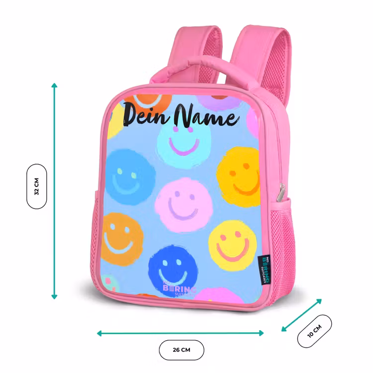 Rucksack Kind - Rosa - Heiteres Muster von Smileys — 2