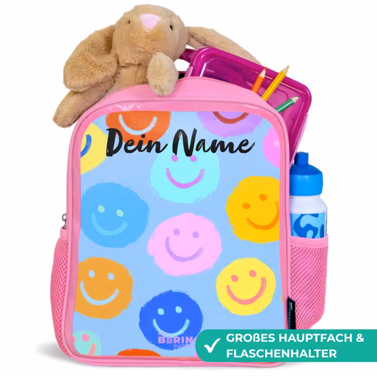 Rucksack Kind - Rosa - Heiteres Muster von Smileys — 3