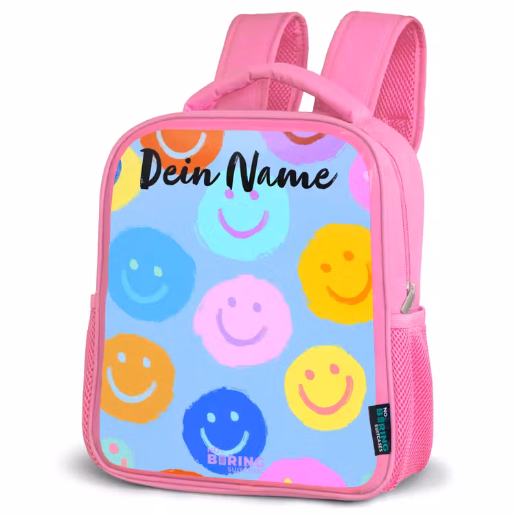 Rucksack Kind - Rosa - Heiteres Muster von Smileys — 4