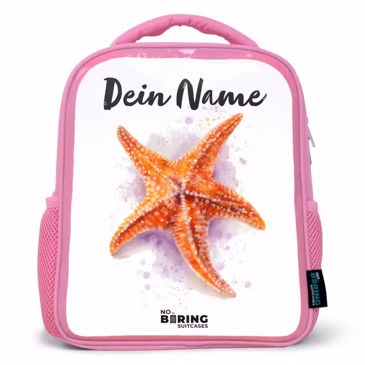 Rucksack Kind - Rosa - Orange Seestern Illustration — 1