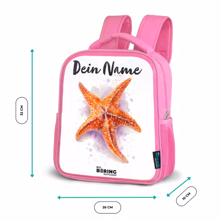 Rucksack Kind - Rosa - Orange Seestern Illustration — 2