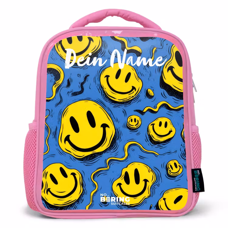Rucksack Kind - Rosa - Smiley - Blau - Gelb — 1