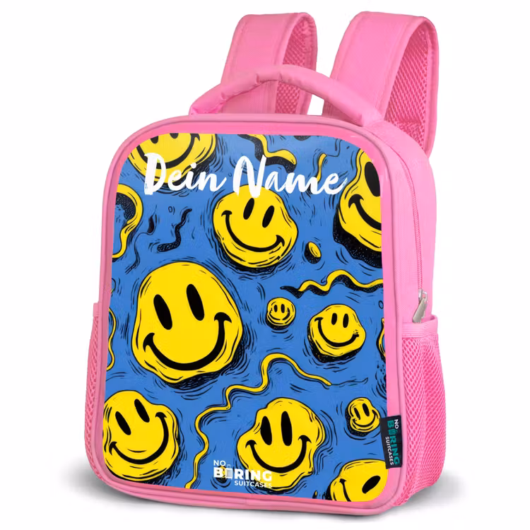Rucksack Kind - Rosa - Smiley - Blau - Gelb — 4