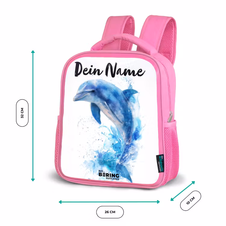 Rucksack Kind - Rosa - Springender blauer Delfin — 2