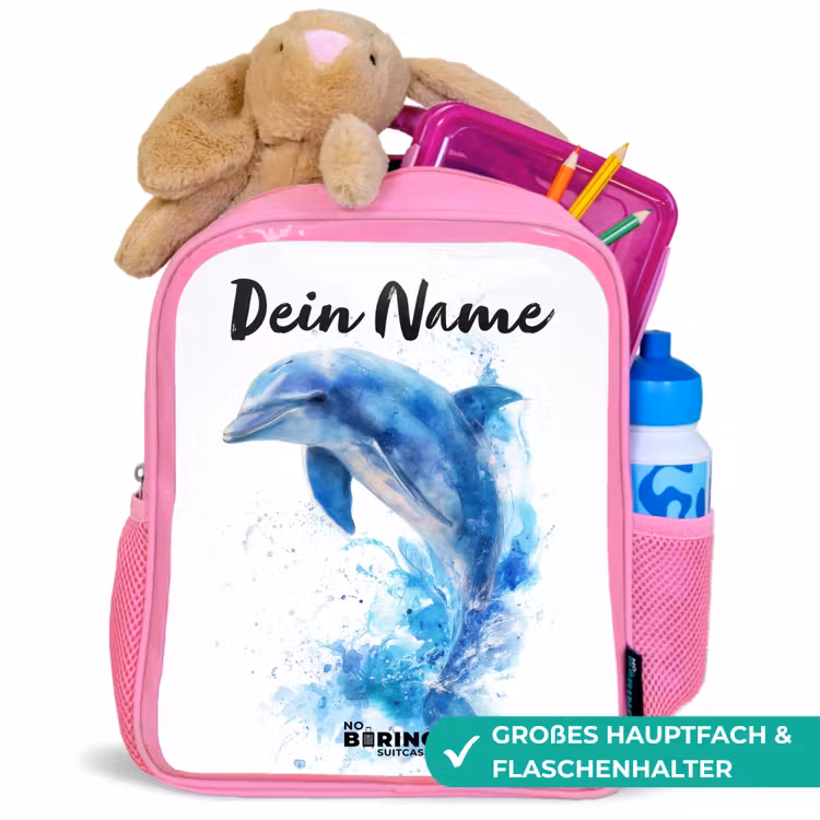 Rucksack Kind - Rosa - Springender blauer Delfin — 3