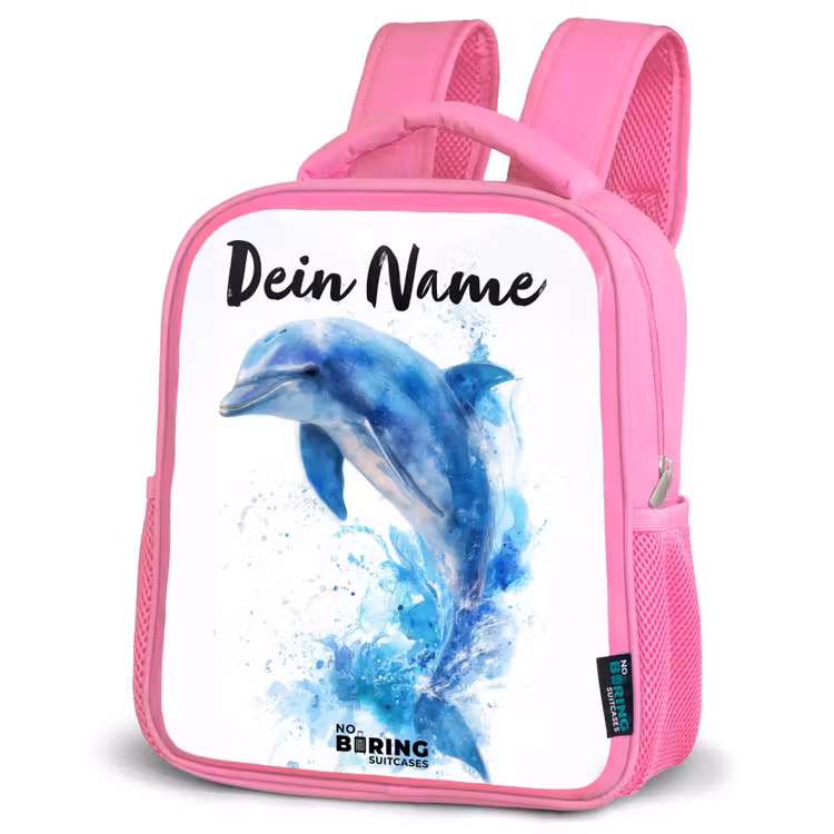 Rucksack Kind - Rosa - Springender blauer Delfin — 4