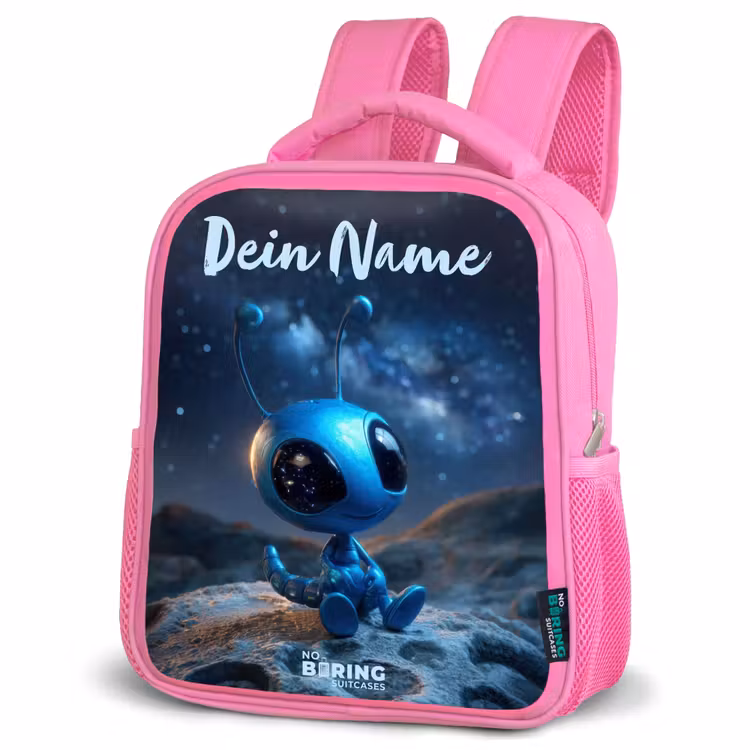 Rucksack Kind - Rosa - Blaue außerirdische Kreatur unter dem Sternenhimmel — 4
