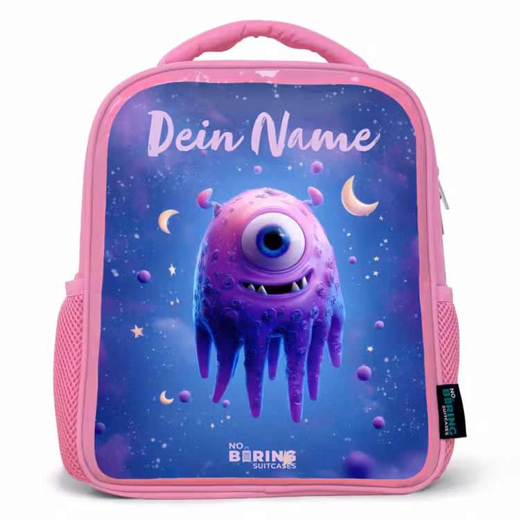 Rucksack Kind - Rosa - Fröhliches Augenpaar im Weltraum — 1