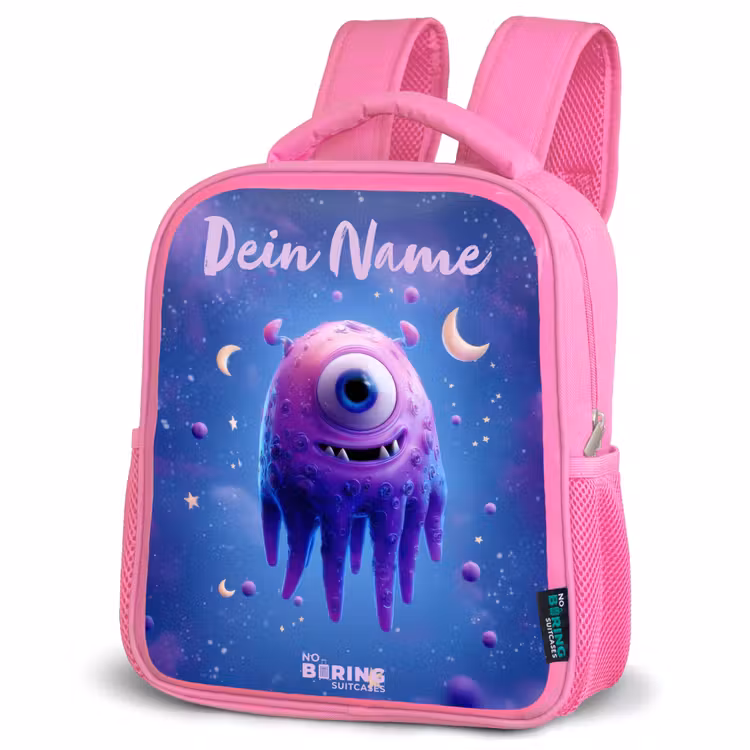 Rucksack Kind - Rosa - Fröhliches Augenpaar im Weltraum — 4