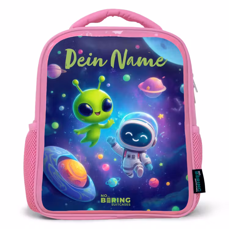 Rucksack Kind - Rosa - Fröhliches Treffen im Weltraum — 1