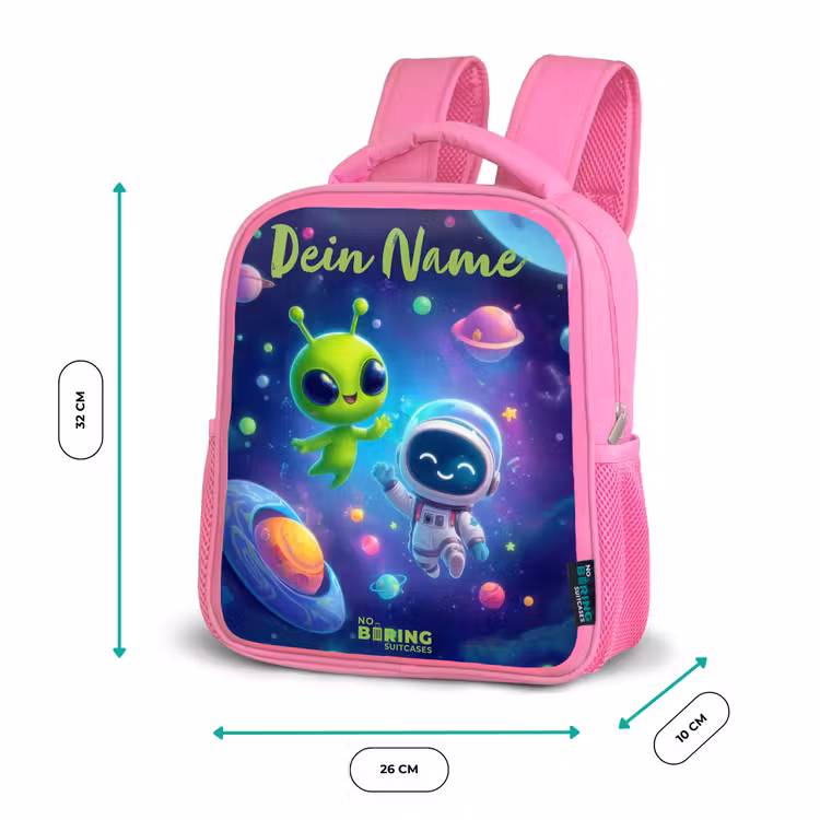 Rucksack Kind - Rosa - Fröhliches Treffen im Weltraum — 2
